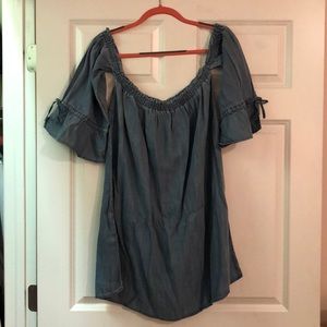 Chambray off the shoulder dress